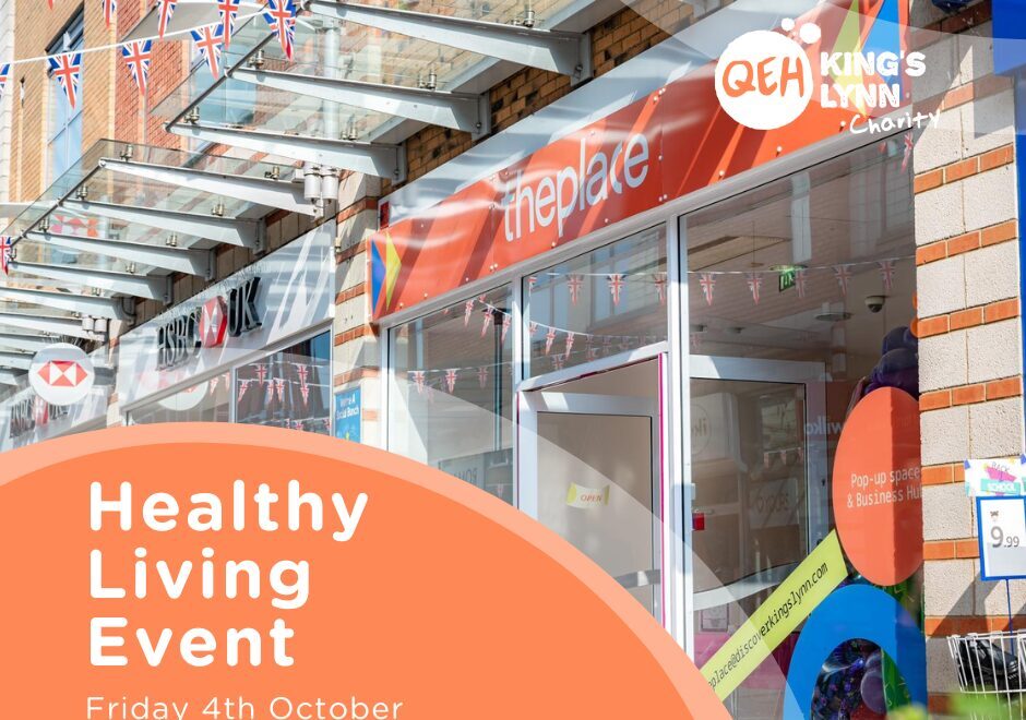 A picture of The Place site in King's Lynn town centre with the text reading "Healthy Living Event Friday 4th October"