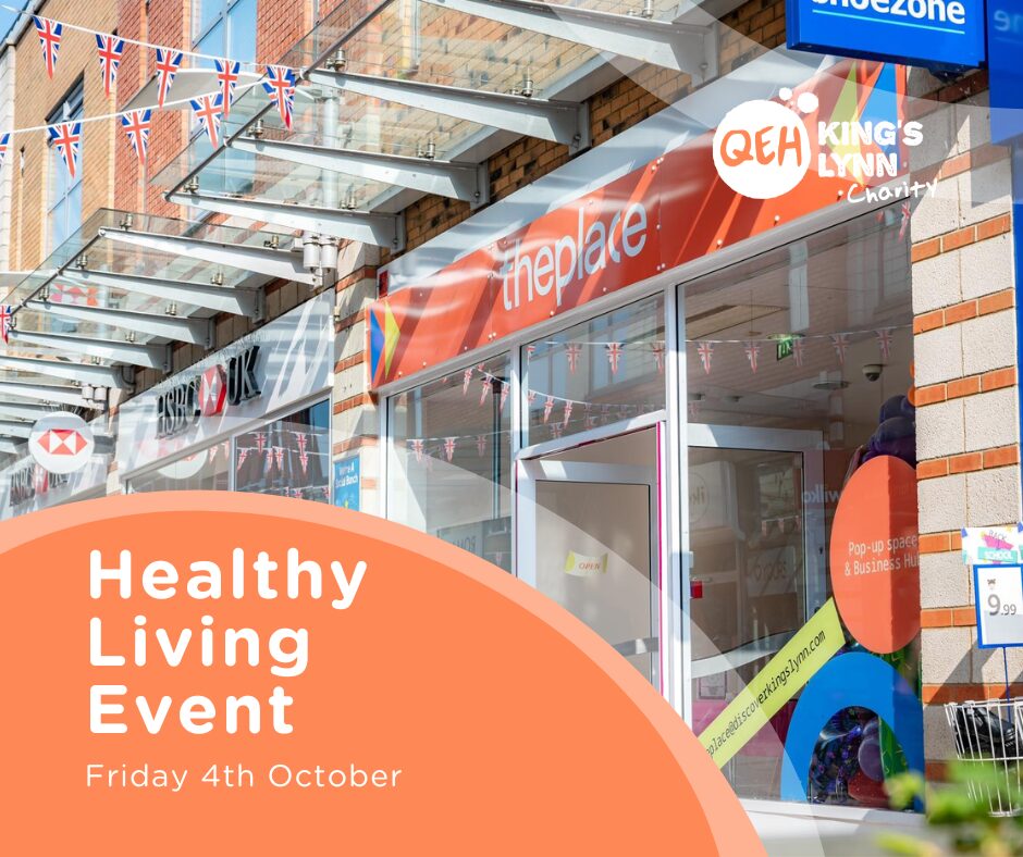 A picture of The Place site in King's Lynn town centre with the text reading "Healthy Living Event Friday 4th October"