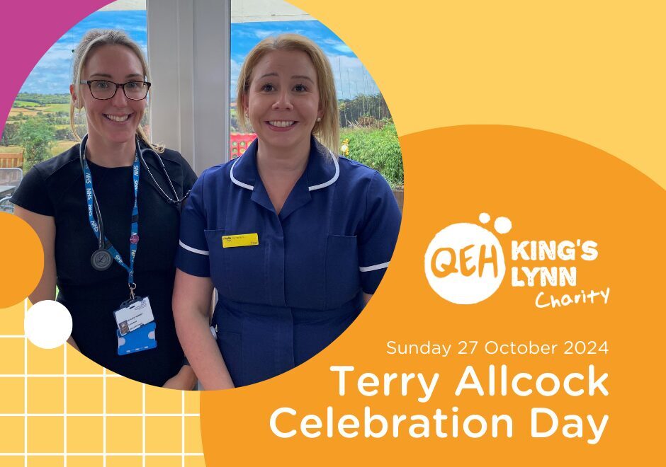 A picture of Dr Katie Honney and Francesca Carman smiling with the text under reads "Sunday 27 October 2024. Terry Allcock Celebration Day"