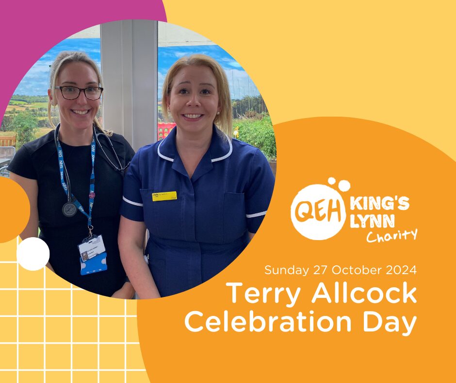 A picture of Dr Katie Honney and Francesca Carman smiling with the text under reads "Sunday 27 October 2024. Terry Allcock Celebration Day"