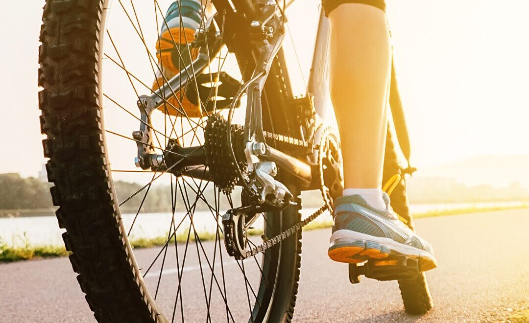 a photo of a person on a bike