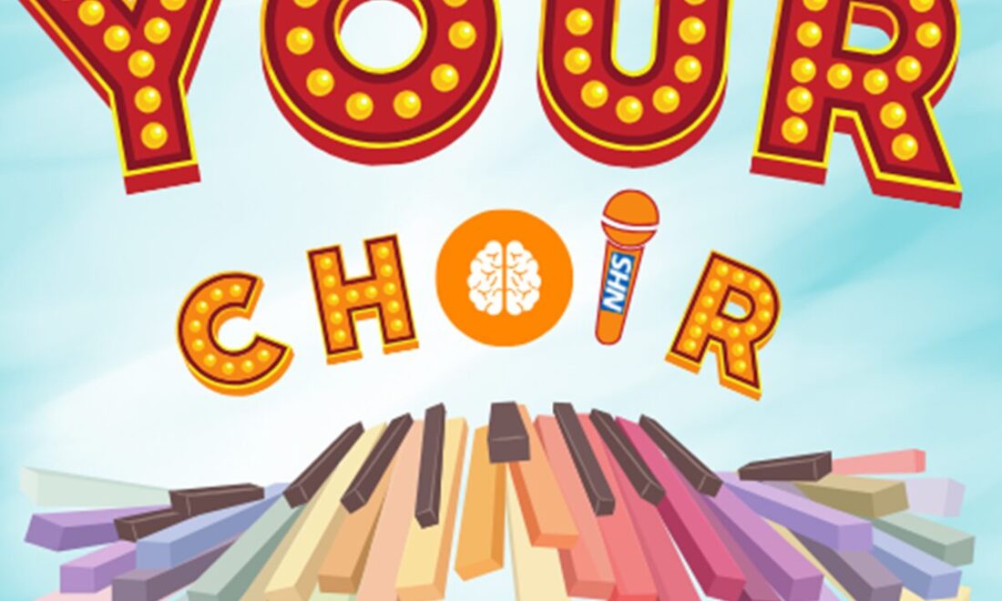 A logo of "Your Choir" with rainbow keyboard below. Logos of the QEHKL Charity and N&N Hospitals Charity logos are in the bottom corners of the image